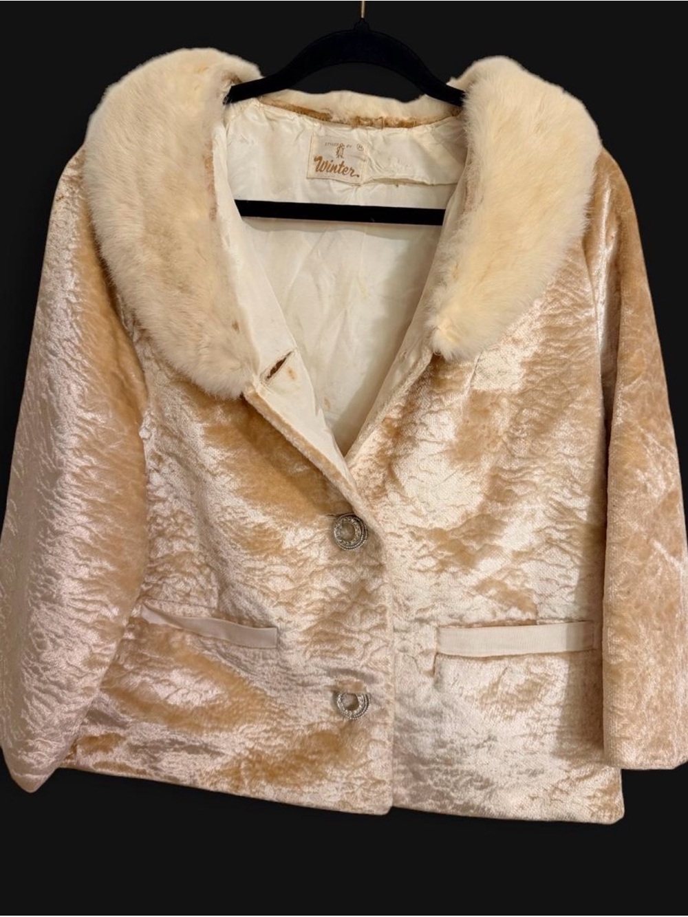 Cream Faux Fur Collar Teddy Jacket